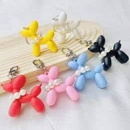 Creative perle ballon chien dessin animé porte-clés pendentif mignon bulle chien Animal PVC porte-clés bijoux accessoires cadeau