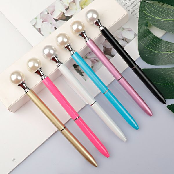 Créative Pearl Ballpoint stylos 14 Color Rotary Metal Ball Pen Scolar Bureau Écriture Points de balle T9I002611