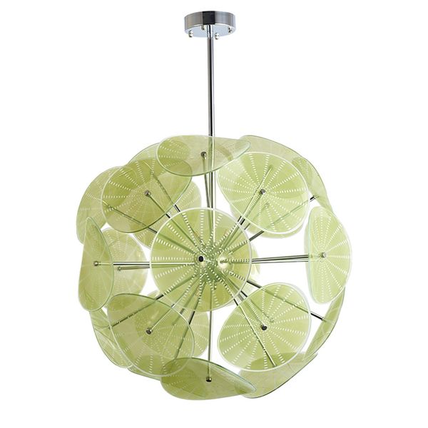 Lámpara colgante creativa Murano Glass Palte Chandelier Lights Olive Green Dia 40 pulgadas Modern Led Chandeliers Luminaria de alta iluminación para sala de estar Dormitorio-Z