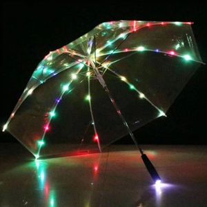 Parapluie de mode de personnalité créative LED parapluie transparent lumineux accessoires de performance de scène de tir en plein air LK410