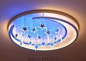 Creatieve persoonlijkheid romantische ster maan led plafondlamp cool / warm / extern licht optioneel voor kinderen kamer slaapkamer kind myy