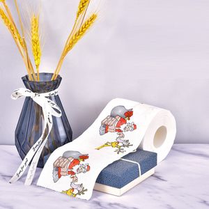 Papier rouleau d'impression personnalisé créatif couleur Père Noël + motif de renne papier toilette dessin animé papier toilette de Noël T9I00554