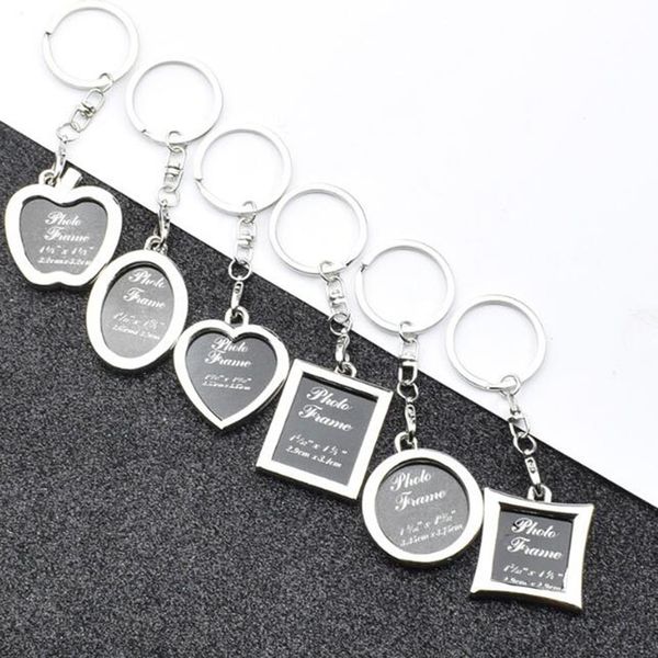 Cadre photo créatif couple porte-clés amour coeur carré rond styles porte-clés pendentif personnalité photo décoration cadeau