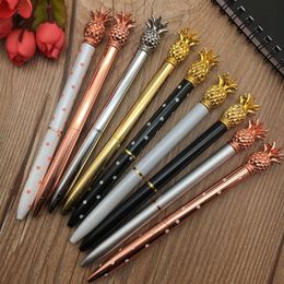 Creative Pineapple Head Metal Ballpoint Pennen Design Mode Luxe Pen Chrismas Gift Bruiloft Kantoor School School Kraaien Tool Wlly BH4700