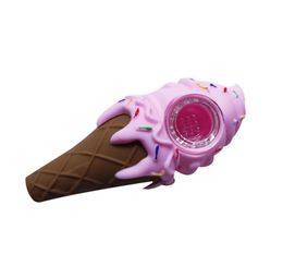 Creative Pink Funny Ice Cream Pipe Silicone Smoking Pipe met met schone dekking en decoratieve kom interieur2962163