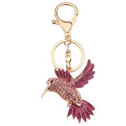 Créatif Pink Hummingbird Ice Ice Cream Chickchain for Women Men Men Rhinestone Gold Color Ally Animal Birds Purse sac Key Chain Bijoux Gift
