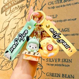 Creative Pink Long Ear Rabbit Popcorn Little Doll Accessories Keychain Car Accessoires Hanglang Doll hanger