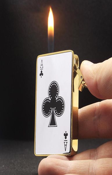 Briquet de Poker en plastique créatif rechargeable, briquet à gaz Butane, allume-cigare plaqué pour man77023525687649