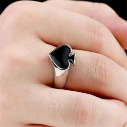 Creatieve Speelkaarten Schoppen 14K Wit Gouden Ring voor Vrouwen En Mannen Hoge Kwaliteit Punk Knuckle Ring Mode-sieraden Accessoires