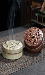 Boîte de support Portable créative brûleur d'encens en céramique fontaine de fumée diffuseur d'huile Porta Incenso décor à la maison BW50XX lampes de parfum 4469686
