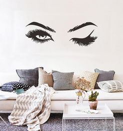 Créatif jolis cils autocollants muraux pour fille de chambre décorations de salon pour la maison papier peint de papier mural décalcomanies sexy 5869634