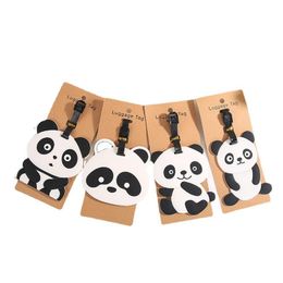 Creatieve PVC Panda Bagage -tag Keychain Party Favor Portable Cartoon Travel Label Keyring RRB15686