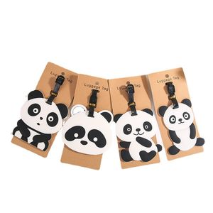 Porte-clés créatif en PVC avec étiquette de bagage Panda, étiquette de voyage Portable avec dessin animé, cadeau de fête