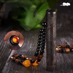 Briquet rechargeable créatif qui peut être allumé en un seul clic, un cadeau allumeur vintage avec des perles de divination SBIW