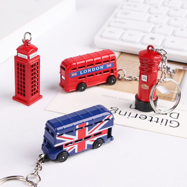 Creative Red Bus Post Box Design Pendentif Porte-clés Souvenirs pour Femmes Hommes Ring London Style