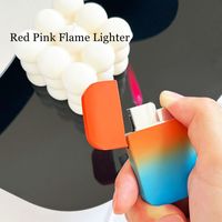 Torche à flamme rouge créative rose rose plus léger Portable Turbo Bustane Gas plus léger Cigarette mignonne Cigarette plus claire colorée pour les filles