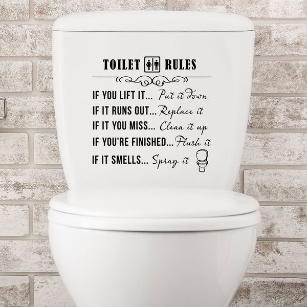 Rappel créatif Écriture de toilettes autocollants bricolage WC WC Spoom PVC Affiches imperméables décalcolades Modèles muraux Stickers Art Decoration Home Decoration