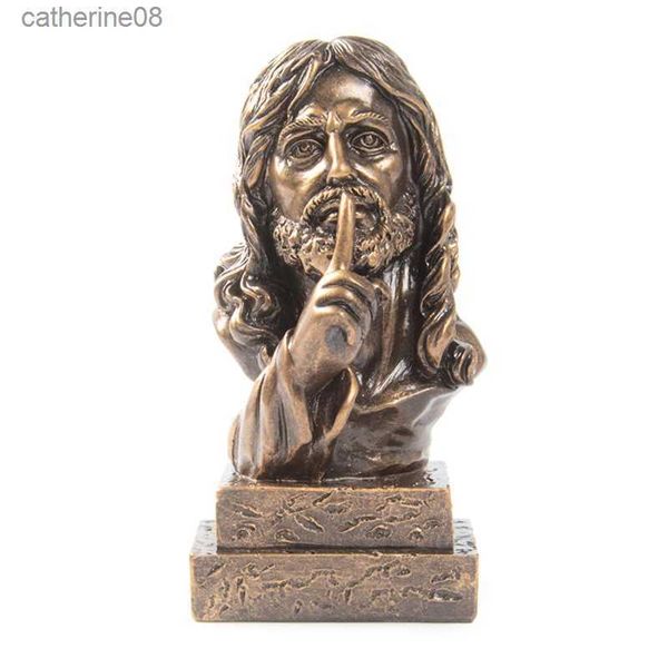 Artesanías creativas de resina, estatua de busto de cabeza de Jesucristo, acabado de bronce antiguo, escultura de oración para meditación, figuritas coleccionables L230711