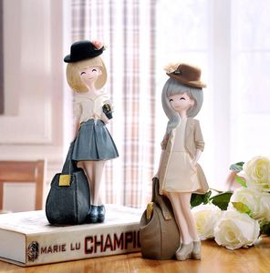 Résine créative jolies filles figurine poupées filles cadeau d'anniversaire décor à la maison artisanat chambre décoration objets résine dame figurines