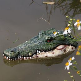 Resina creativa flotante cocodrilo hipopótamo estatua aterradora jardín al aire libre decoración de estanque para el hogar jardín decoración de Halloween ornamento T2001266Z