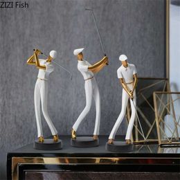 Creatieve Hars Golf Man Sculptuur Wijnkast Woonkamer Ambachten Karakter Standbeeld Woondecoratie Moderne Figurines Huwelijksgeschenk 211101