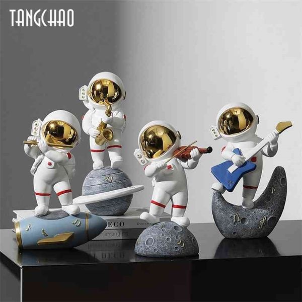 Creative résine musique astronaute décor à la maison figurines miniatures nordiques statues spaceman sculptures accessoires de décoration 210924