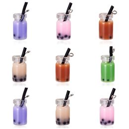 Créatif Résine Perle Lait Thé Charmes Bubble Tea Jus De Fruits Tasse Bouteille Pendentif pour Bijoux Boucles D'oreilles DIY Boucles D'oreilles Collier Porte-clés Fabrication