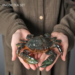 Creative Resin Tea Pet Decoration Flushing Color Changing Crab Ornamenten Chinese kunstaccessoires Home Flower Pot 240411