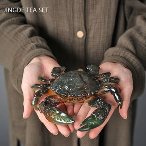 Creative Resin Tea Pet Decoration Flushing Color Changing Crab Ornamenten Chinese kunstaccessoires Home Flower Pot 240411