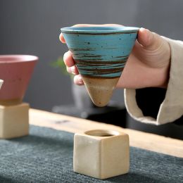 Créative rétro en céramique tasse de café rugueux Tasse de thé japonais latte latte tirage de fleur en porcelaine de porcelaine maison nouvelle paquet de poterie