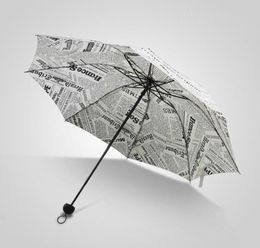 Creatieve retro krant Sunny Umbrella Dual Use Trifold Fold Men Women Student Fashion Persoonlijkheid Geschenk paraplu hele4737284