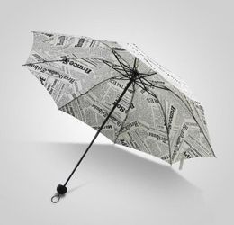 Creatieve retro krant Sunny Umbrella Dual Use Trifold Fold Men Women Student Fashion Persoonlijkheid Geschenk paraplu Whole5702344