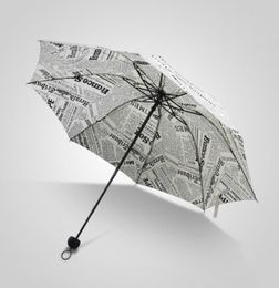 Creatieve retro krant Sunny Umbrella Dual Use Trifold Fold Men Women Student Fashion Persoonlijkheid Geschenk paraplu hele9278108