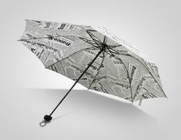 Créatif rétro journal ensoleillé parapluie double usage triple pli hommes femmes étudiant mode personnalité cadeau parapluie Whole1650550