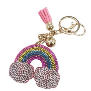 Creative strass glands forage à chaud porte-clés coréen velours arc-en-ciel nuages sac porte-clés pendentif bijoux accessoires dame