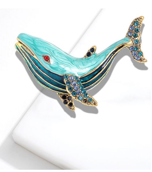 Creative Strass Baleine Broche Pour Hommes Femmes Cristal Collier Broche Costume Veste Collier Pins Bijoux Accessoires Cadeau