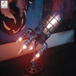 Lampe fusée créative LED veilleuse Steampunk ing flamme veilleuse rétro bureau en métal Table décor à la maison cadeau 231225