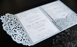 Creative Rose Laser Cut Wedding Uitnodiging Kaart Diy Glanse bruiloft uitnodigingen voor Quinceanera Birthday Sweetzz