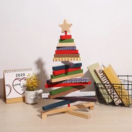 Arbre rotatif en bois rotatif créatif, blocs de noël, décorations pour la maison, ornements de bureau, décorations de noël, cadeau d'année 240125