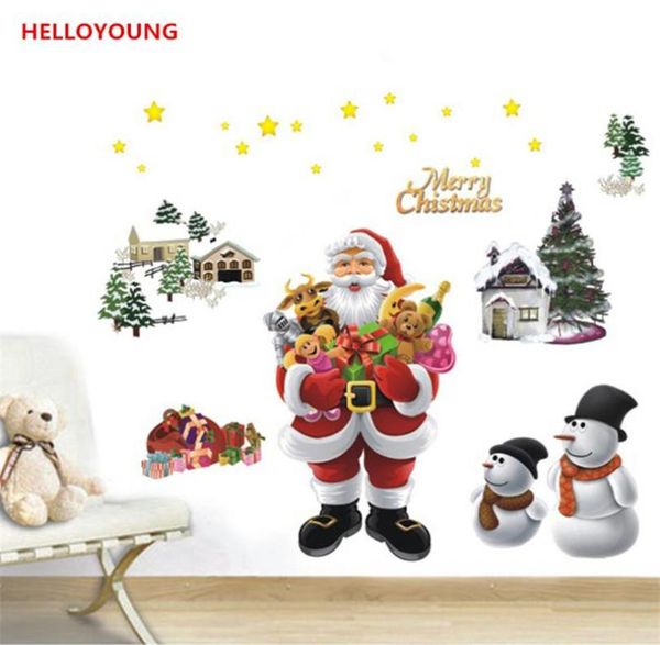 Creative Santa Claus Stickers Wall Autocollants Home Decorative étanche Fonds d'écran1293347 décoratifs