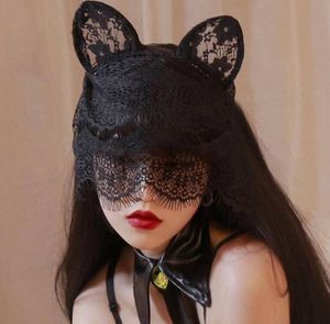 Creative sexy encaje banda velo gato orejas de cabecera diadema de diadema para mujeres
