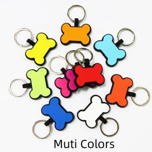 Creatief Silicone Dog Tag Cat Tag Bot Vormige huisdier Eigendom Tag Siliconen Keyring Siliconen Pet Tag Diy Cat en Dog ID Card Multicolor Keychain