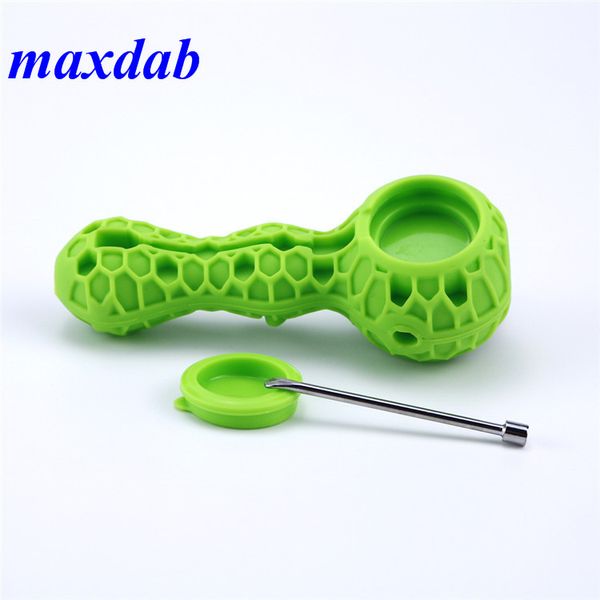 Pipe à main en silicone créative petit filtre à abeille Tabac Herbe sèche Cuillère Pipes ensemble de fumer portable amovible dabber outil conteneurs dab plate-forme pétrolière