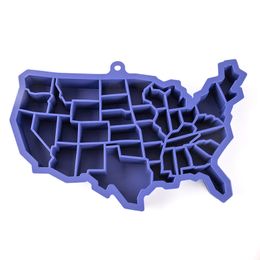 Creatieve siliconen kaart ijsblokjesvorm Easy Release de Verenigde Staten van Amerika Kaarten Ice Tray Summer Kitchen Party Accessoire