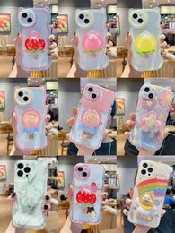 Creatieve siliconen telefoonhoesjes voor iPhone 13 Pro Max 11 12 14 Max XR X 7 8 Plus Cartoon Quicksand Bracket Lens Bescherming tegen vallende vrouwen 30 -stijl Case