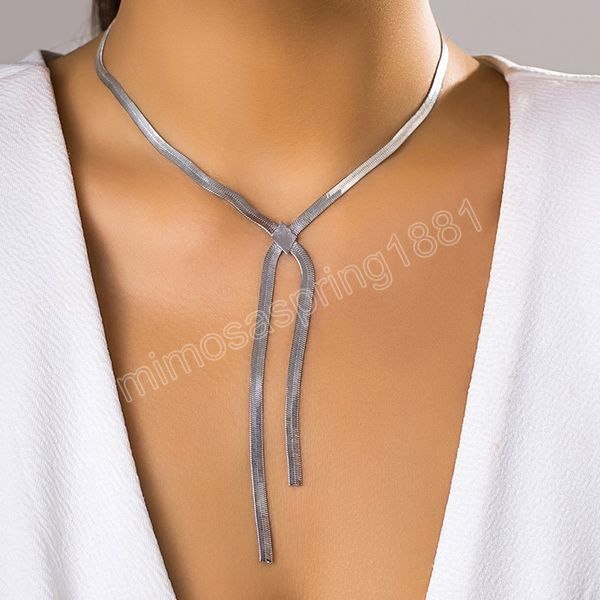 Collar de cadena de serpiente de hoja plana Simple creativo para mujeres Collares Sexy pecho clavícula enlace accesorios de joyería de moda