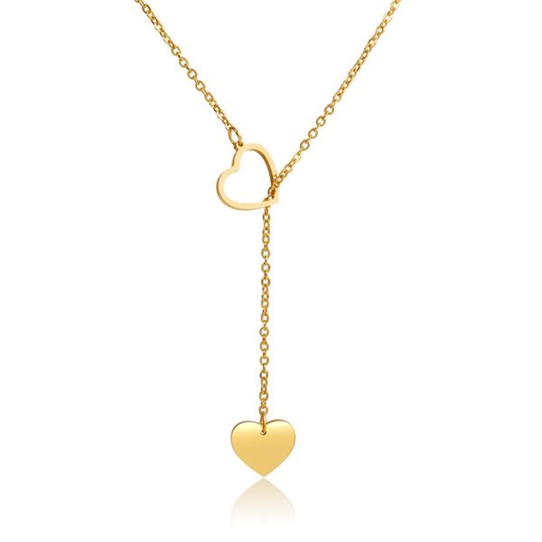 Creativo simple corazón amor colgante para mujer en forma de Y collar de acero inoxidable cadena de oro plata canal joyería de moda mujeres cadenas de hielo cruzado collares de diseñador