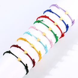Creative Simple Multi-Color verstelbare Lucky Peach Heart Bracelet koper touwketen Charmarmbanden sieraden geschenk in bulk