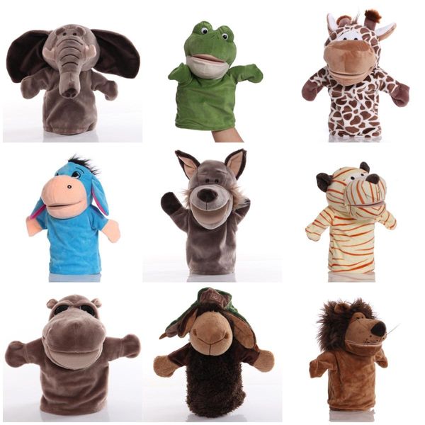 Puppets à main de la série d'animaux de simulation créative, de petits animaux de dessin animé, jouets en peluche, accessoires de maternelle à l'éducation précoce en gros