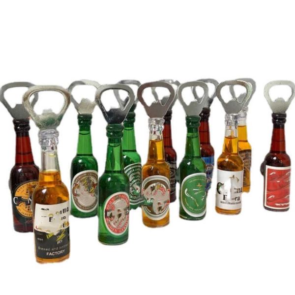 Abridor de botellas de cerveza de simulación creativa, decoración magnética multifuncional para nevera, decoración de barra de botella magnética, utensilios de cocina, inventario